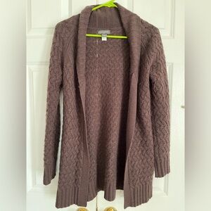 Banana Republic long sweater has some wear.